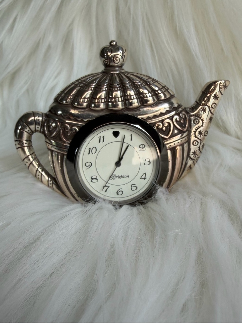 Brighton Antique-Style Teapot Small Clock